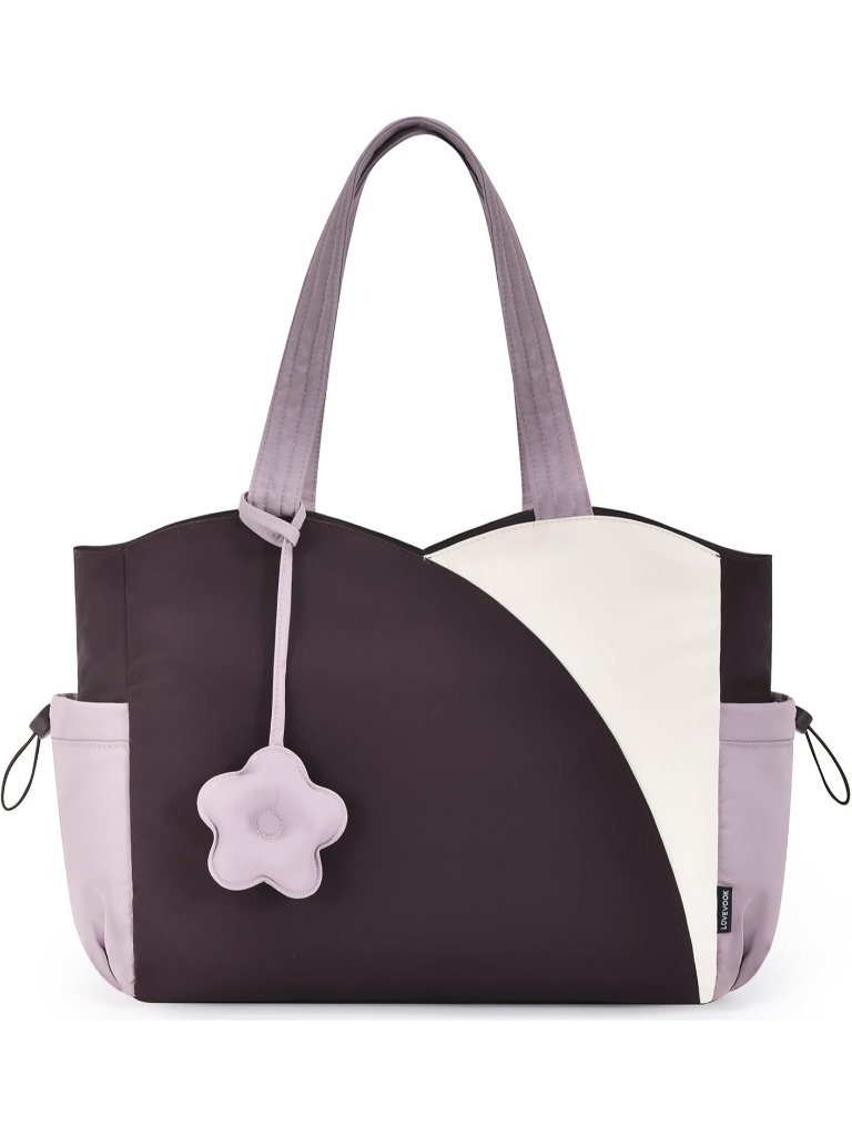Women's 01 Purple Polyester Zipper College Work Laptop Tote Shoulder Handbags